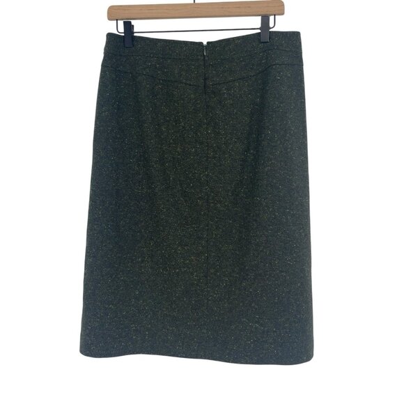 THEORY Size 10 Green Speckled Dots Wool Pleated A-LINE Skirt Pockets VTG Y2K - Picture 3 of 10